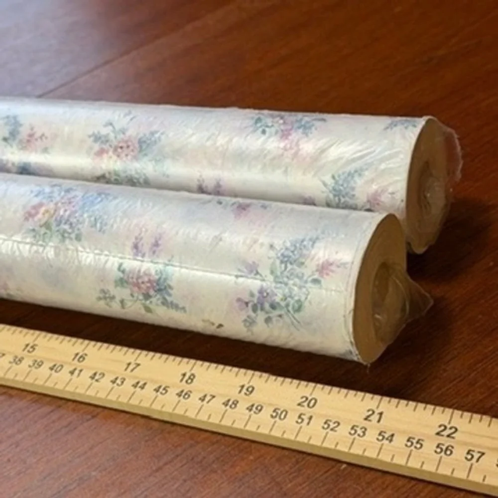Vintage Floral Ready Pasted Vinyl Wallpaper 2 Rolls Cottagecore Shabby Chic DIY